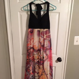 Muli-color Halter Maxi Dress